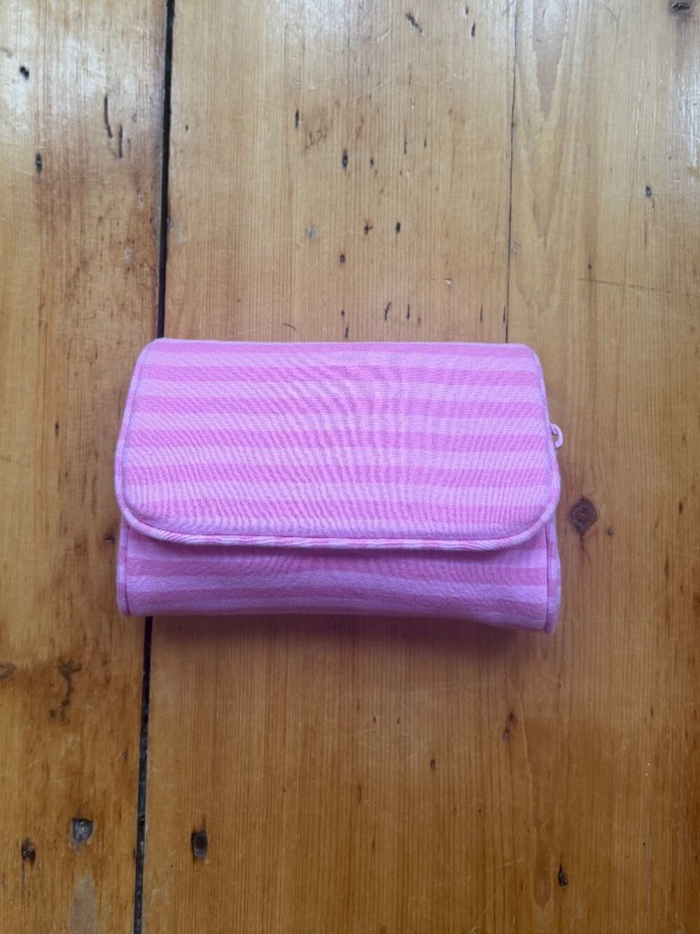 Brandy Melville Pink Striped Makeup Zipper + Mirror Pouch | New without tags